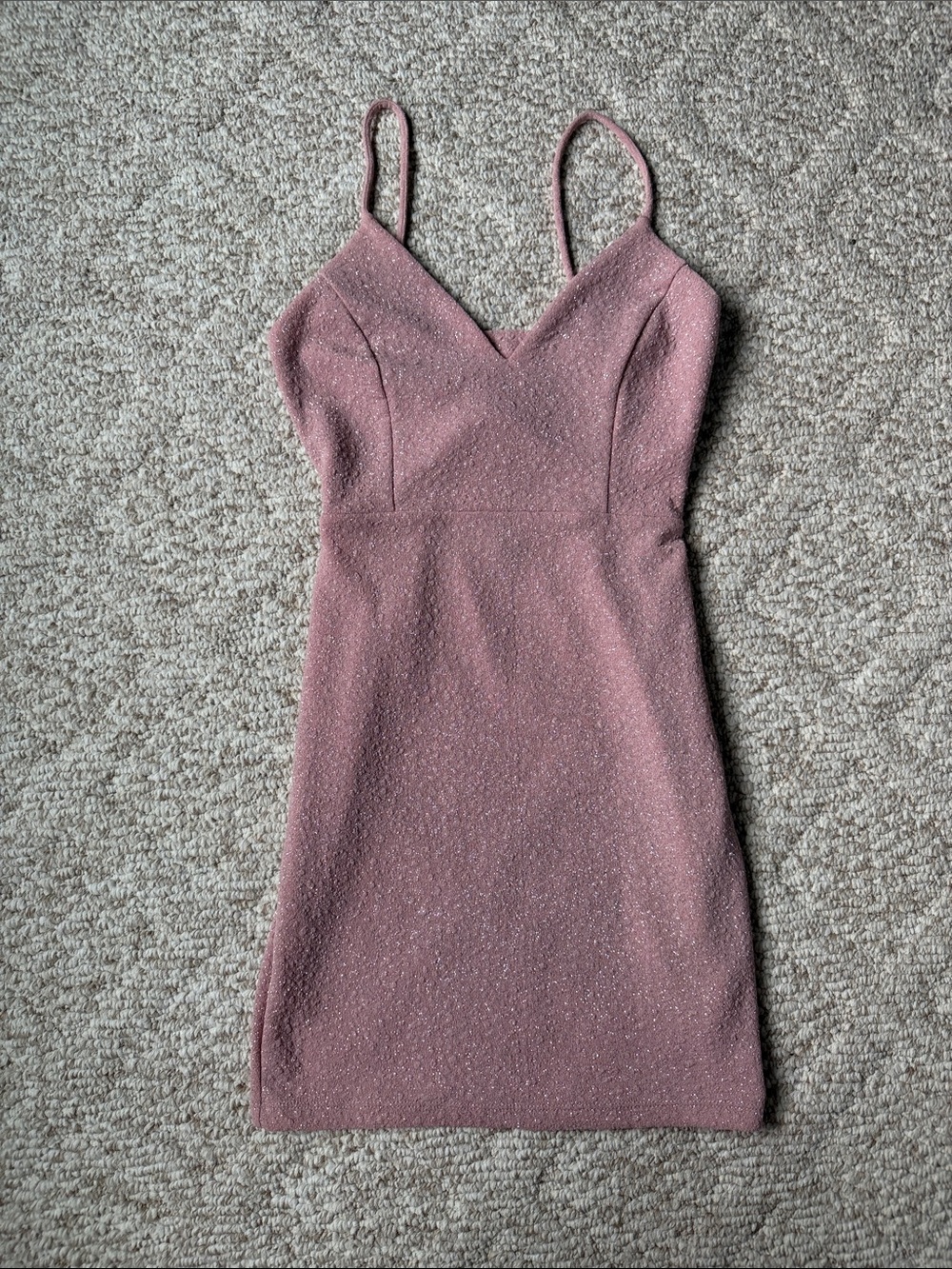 Windsor Mauve Pink Glitter Spaghetti Strap Mini Dress size S